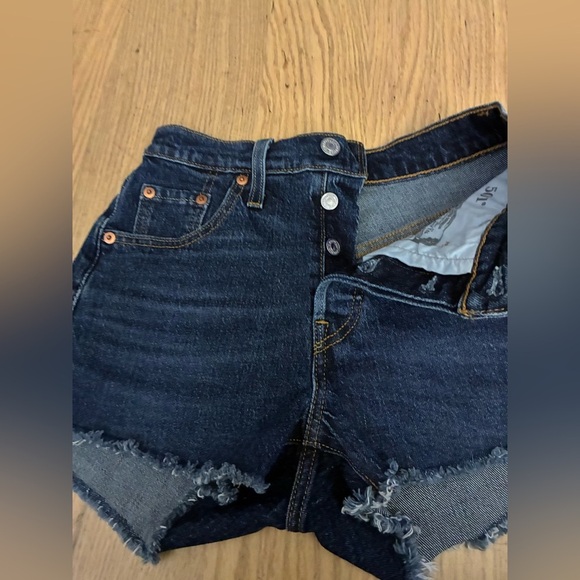 LEVI'S WOMEN'S ORIGINAL 501 HIGH RISE DARK BLUE JEAN SHORT 23 - Picture 6 of 16